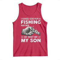 Father And Son Fishing Tank Top Asked God For A Fishing Partner Graphic