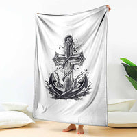 Faith Family Fishing Jesus Cross Anchor Throw Blanket Funny Christian Fisherman