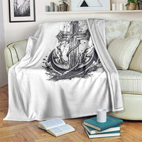 Faith Family Fishing Jesus Cross Anchor Throw Blanket Funny Christian Fisherman