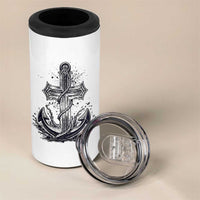 Faith Family Fishing Jesus Cross Anchor 4 in 1 Can Cooler Tumbler Funny Christian Fisherman