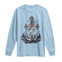 Faith Family Fishing Jesus Cross Anchor Long Sleeve Shirt Funny Christian Fisherman