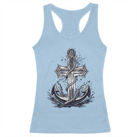 Faith Family Fishing Jesus Cross Anchor Racerback Tank Top Funny Christian Fisherman