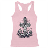 Faith Family Fishing Jesus Cross Anchor Racerback Tank Top Funny Christian Fisherman
