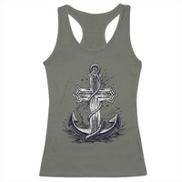 Faith Family Fishing Jesus Cross Anchor Racerback Tank Top Funny Christian Fisherman