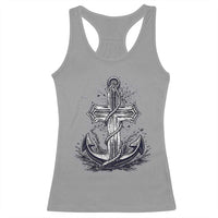 Faith Family Fishing Jesus Cross Anchor Racerback Tank Top Funny Christian Fisherman