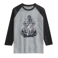 Faith Family Fishing Jesus Cross Anchor Raglan Shirt Funny Christian Fisherman