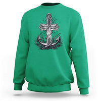 Faith Family Fishing Jesus Cross Anchor Sweatshirt Funny Christian Fisherman