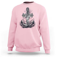 Faith Family Fishing Jesus Cross Anchor Sweatshirt Funny Christian Fisherman