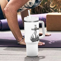 Faith Family Fishing Tumbler With Handle Christian Jesus Cross Fathers Day Gift