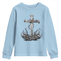 Faith Family Fishing Youth Sweatshirt Christian Jesus Cross Fathers Day Gift