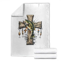 Camo Jesus Cross Fishing Throw Blanket Faith Family Fishing Fathers Day