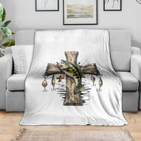 Camo Jesus Cross Fishing Throw Blanket Faith Family Fishing Fathers Day