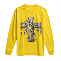 Camo Jesus Cross Fishing Long Sleeve Shirt Faith Family Fishing Fathers Day