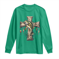Camo Jesus Cross Fishing Long Sleeve Shirt Faith Family Fishing Fathers Day