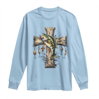 Camo Jesus Cross Fishing Long Sleeve Shirt Faith Family Fishing Fathers Day