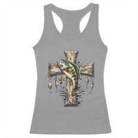 Camo Jesus Cross Fishing Racerback Tank Top Faith Family Fishing Fathers Day