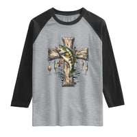 Camo Jesus Cross Fishing Raglan Shirt Faith Family Fishing Fathers Day