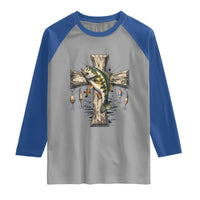 Camo Jesus Cross Fishing Raglan Shirt Faith Family Fishing Fathers Day