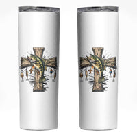 Camo Jesus Cross Fishing Skinny Tumbler Faith Family Fishing Fathers Day
