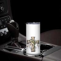Camo Jesus Cross Fishing Skinny Tumbler Faith Family Fishing Fathers Day