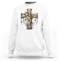 Camo Jesus Cross Fishing Sweatshirt Faith Family Fishing Fathers Day