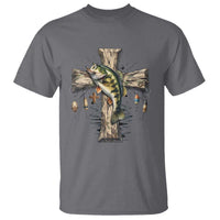 Camo Jesus Cross Fishing T Shirt Faith Family Fishing Fathers Day