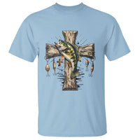 Camo Jesus Cross Fishing T Shirt Faith Family Fishing Fathers Day
