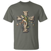 Camo Jesus Cross Fishing T Shirt Faith Family Fishing Fathers Day