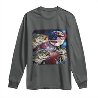 Patriotic Bass Fishing Moon Long Sleeve Shirt 4th Of July Fisherman Gift