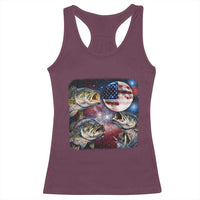 Patriotic Bass Fishing Moon Racerback Tank Top 4th Of July Fisherman Gift