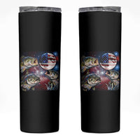 Patriotic Bass Fishing Moon Skinny Tumbler 4th Of July Fisherman Gift