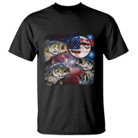 Patriotic Bass Fishing Moon T Shirt 4th Of July Fisherman Gift