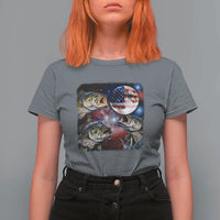 Patriotic Bass Fishing Moon T Shirt For Women 4th Of July Fisherman Gift
