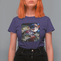 Patriotic Bass Fishing Moon T Shirt For Women 4th Of July Fisherman Gift
