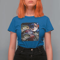 Patriotic Bass Fishing Moon T Shirt For Women 4th Of July Fisherman Gift