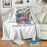 Freedom And Fishing Throw Blanket Patriotic American Flag Fisherman Gift