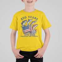 Freedom And Fishing T Shirt For Kid Patriotic American Flag Fisherman Gift
