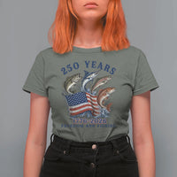 Freedom And Fishing T Shirt For Women Patriotic American Flag Fisherman Gift