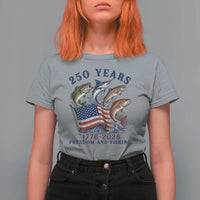 Freedom And Fishing T Shirt For Women Patriotic American Flag Fisherman Gift