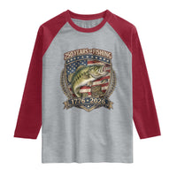Vintage 250 Years Of Fishing Raglan Shirt American Flag Fisherman