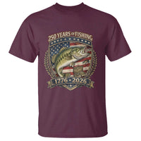 Vintage 250 Years Of Fishing T Shirt American Flag Fisherman