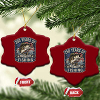 Vintage 250 Years Of Fishing Ceramic Ornament Patriotic Angler
