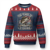 Vintage 250 Years Of Fishing Ugly Christmas Sweater Patriotic Angler