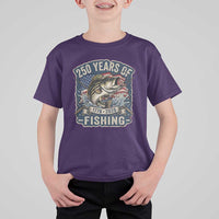 Vintage 250 Years Of Fishing T Shirt For Kid Patriotic Angler