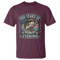 Vintage 250 Years Of Fishing T Shirt Patriotic Angler