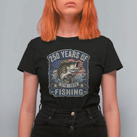 Vintage 250 Years Of Fishing T Shirt For Women Patriotic Angler
