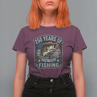 Vintage 250 Years Of Fishing T Shirt For Women Patriotic Angler