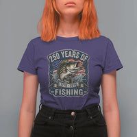 Vintage 250 Years Of Fishing T Shirt For Women Patriotic Angler