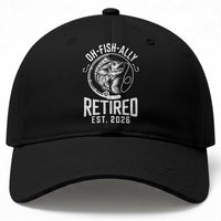 Officially Retired Est 2026 Fishing Baseball Cap Funny Fishing Retirement Gift