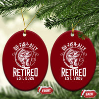 Officially Retired Est 2026 Fishing Ceramic Ornament Funny Fishing Retirement Gift